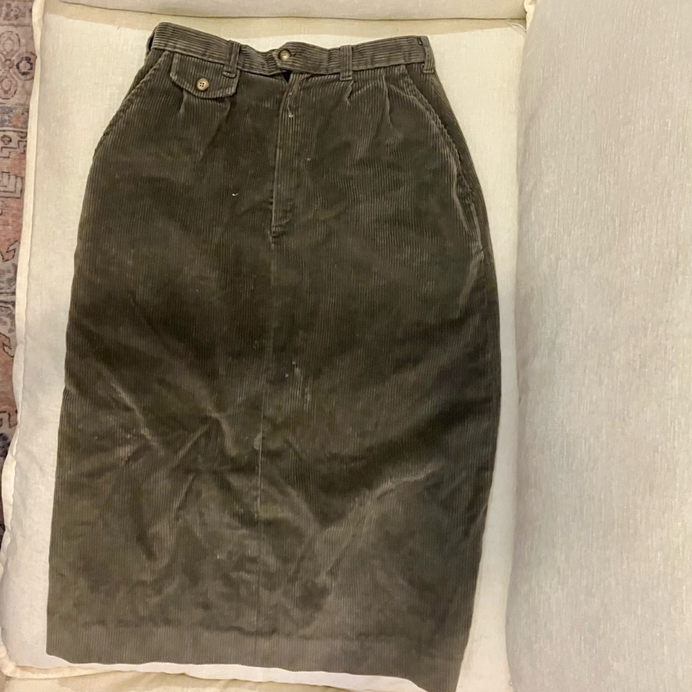 J. Crew Outfitters Green Gray Corduroy Ribbed Skirt Size 10